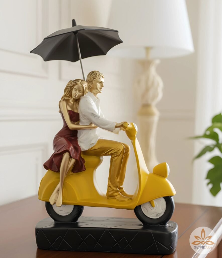 Romantic Scooter Couple with Umbrella