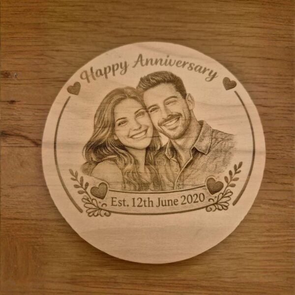 Circular Wooden Medallion Plaque with Flat-Lay Desktop Mount