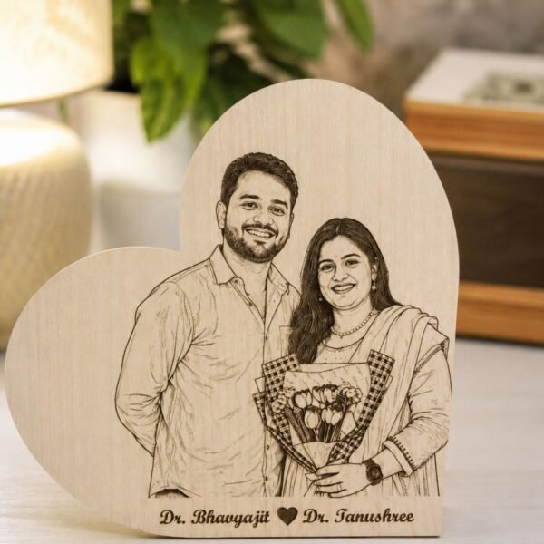 Personalized Couple Heart Wooden Engraved Plaque | Engraving Gift for Couples